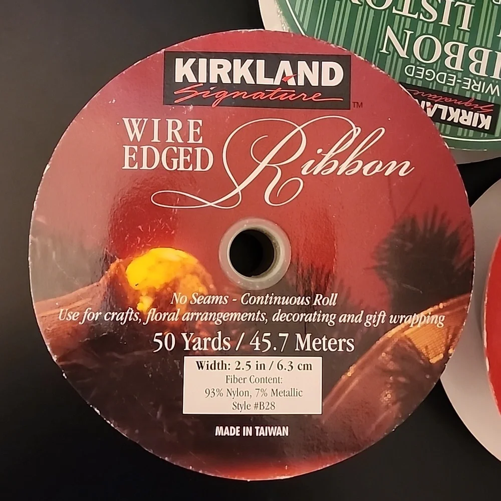3 Rolls Glitter Kirkland Wire-edged Ribbon, Approx 98 yards total
